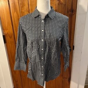Talbots dark blue and White Casual Button Down Shirt